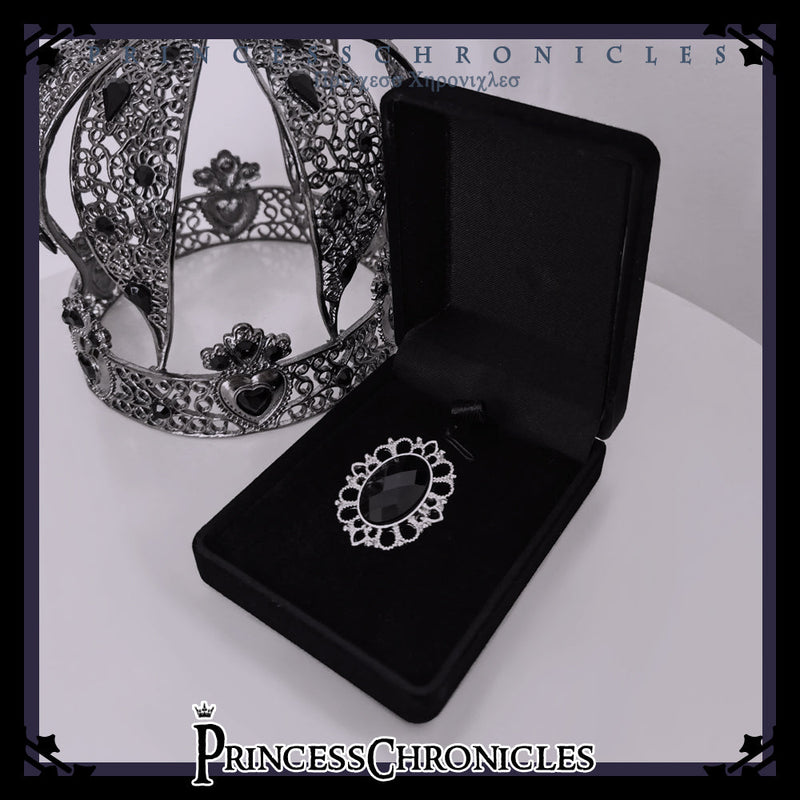 Black and Blue - Gothic Lolita Brooch oval shape brooch