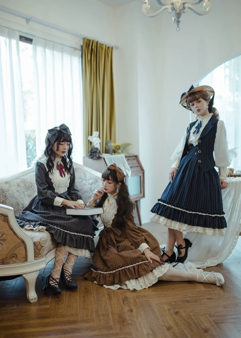 Miss Point - Rose Doll - Elegant Lolita Striped Fishbone Skirt