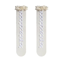 WAGUIR - Ribbon Lace Cutout - Mid-Calf Slouch Socks with Openwork Panels - ホワイト / フリーサイズ