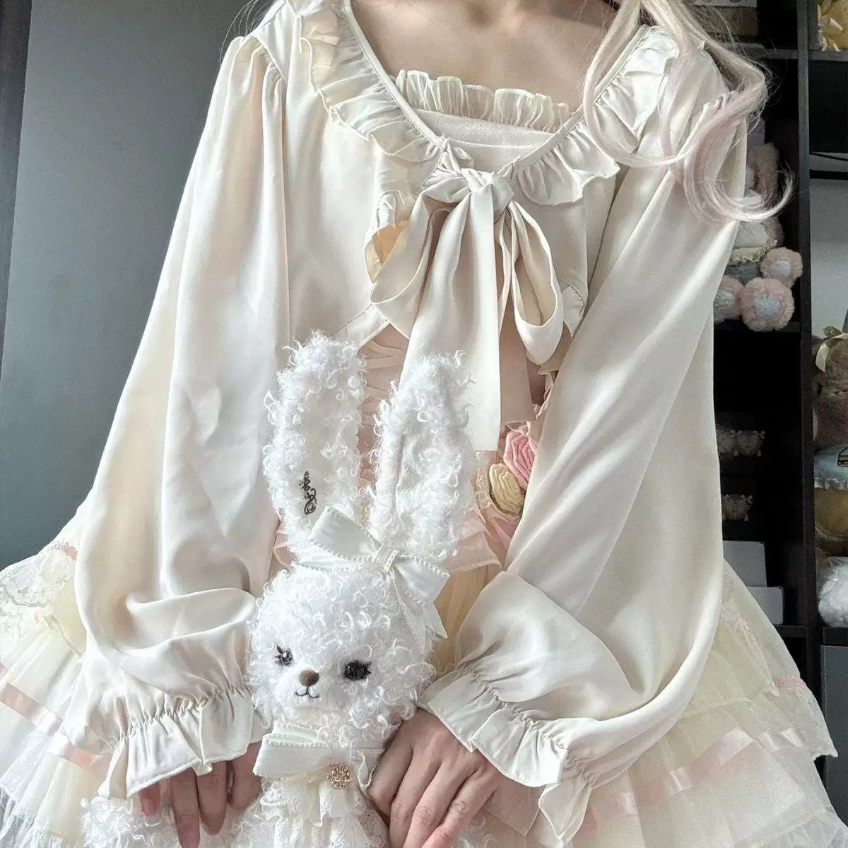 Sweetheart Dream Machine - Ribbon Front - Ruffle-Trimmed Chiffon Lolita Cardigan