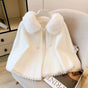 White Faux-Mink-Plush Lace-Trim Cape - Flagship Version