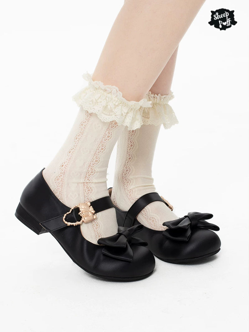 sheeppuff Hugging Bear Bow Shoes