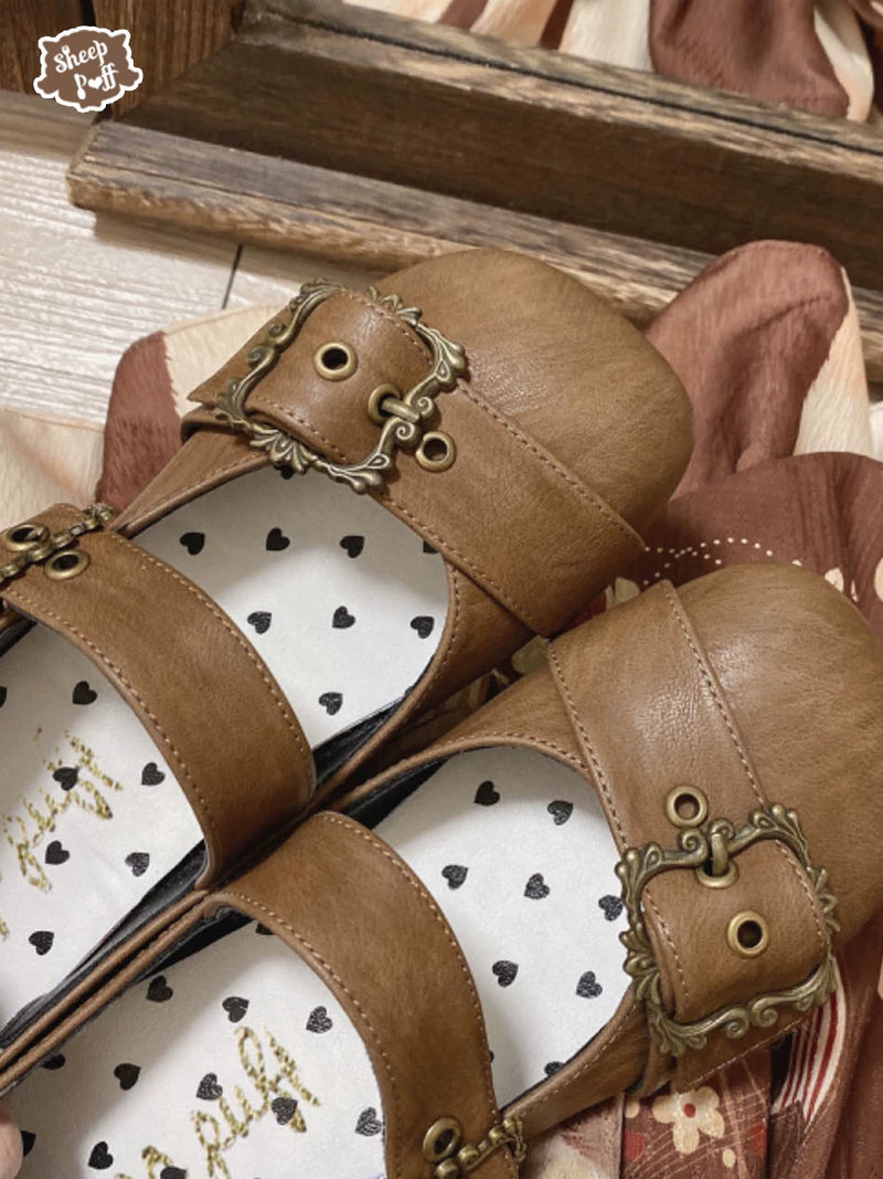 Sheep Puff curly sheep Mary Jane shoes with rounded toe and adjustable strap, featuring plush sheep design and soft material.