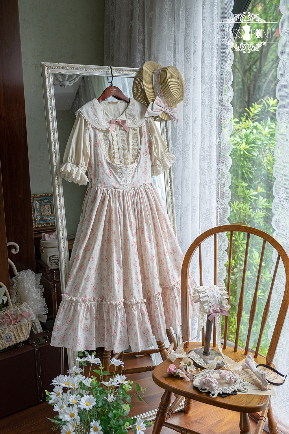 Happy Summer - Elegant Lolita Floral JSK Dress XS pink mirror JSK