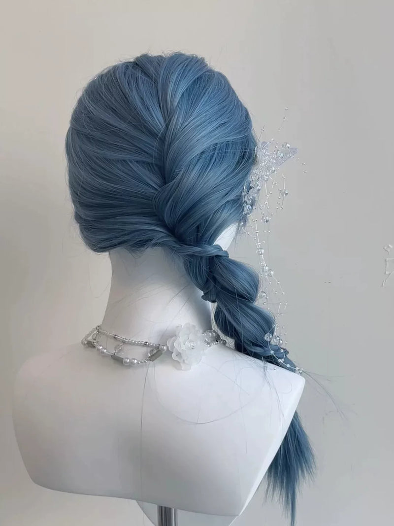 Kunkun Fish blue straight wig with fringe - view 4