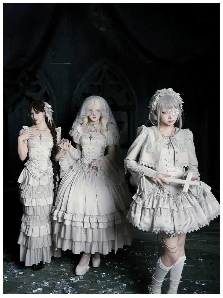 With PUJI - Humanoid Robot - Silver Gothic Lolita Mermaid Skirt Set