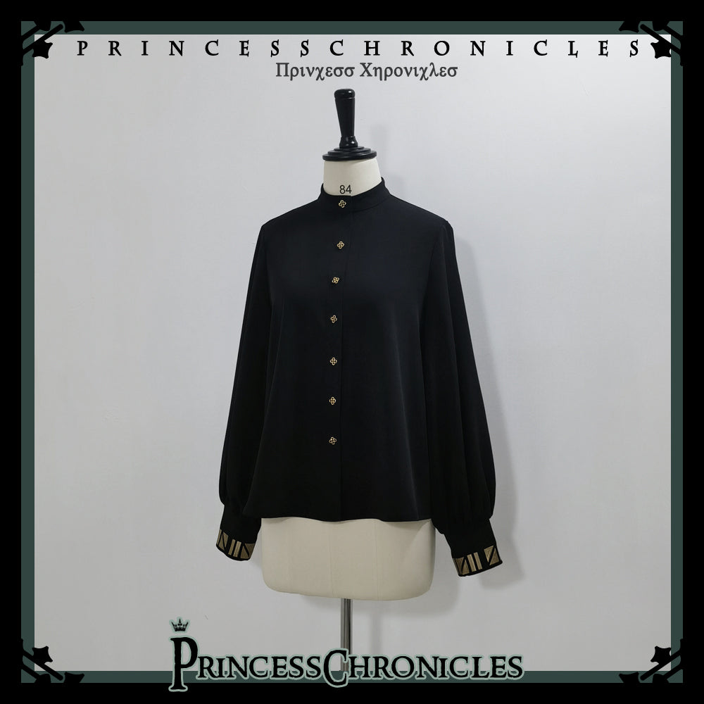 Black Cat - Ouji Lolita Shirt Vintage Blouse Shirt S