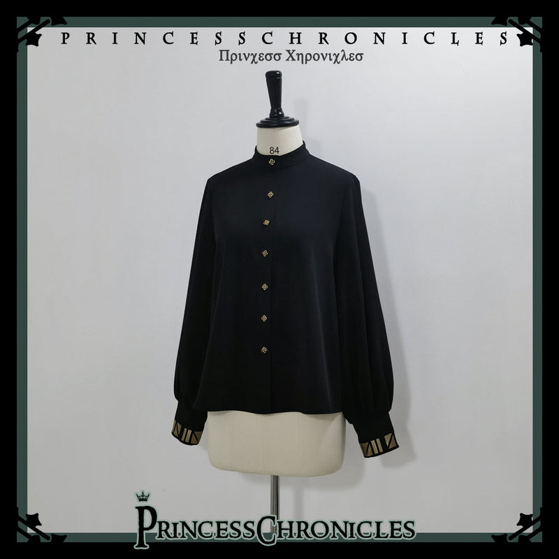 Black Cat - Ouji Lolita Shirt Vintage Blouse Shirt S