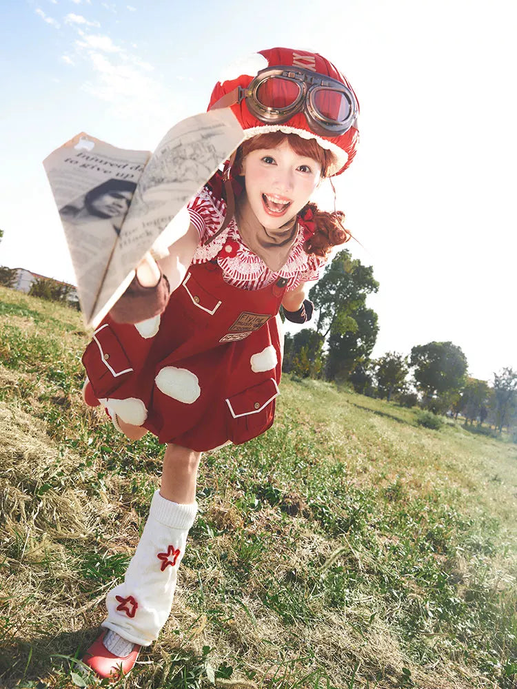 Baozi Pig - Flying Mushroom - Handmade Mushroom Hat with Aviator Goggles