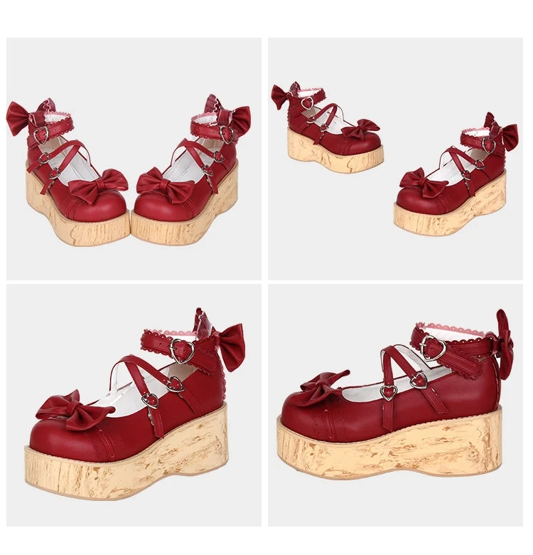 Angelic imprint - Princess Lolita Platform Shoes - Wood Grain Sole Shoes