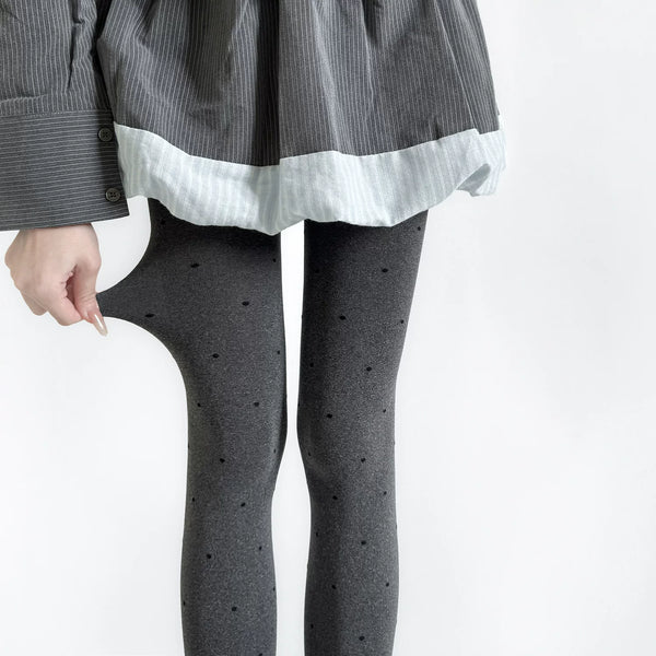 Gray polka dot jacquard Lolita tights