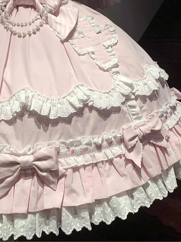 Creamy - Pink Doll Princess - Pink JSK Dress with Ruffled Cape
