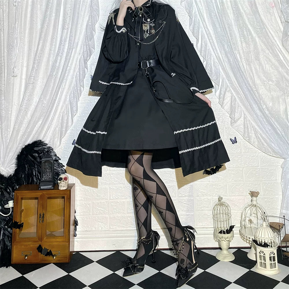 Fantasy Doll - Poker Diamond Grid - Over-the-Knee Socks with Playing-Card Suits