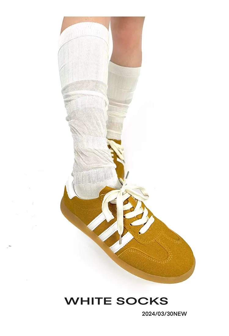 White Socks - Ballet Twist - Calf-Length Slouch Socks with a Gathered Twist