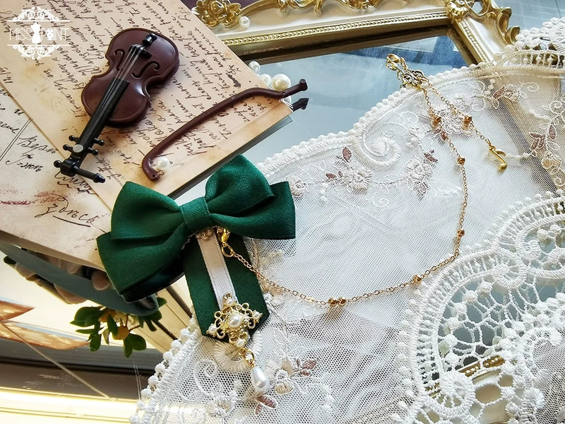 Golden Movement - Lolita Accessory Brooch Bow Tie KC Green Butterfly Bow Chain Brooch