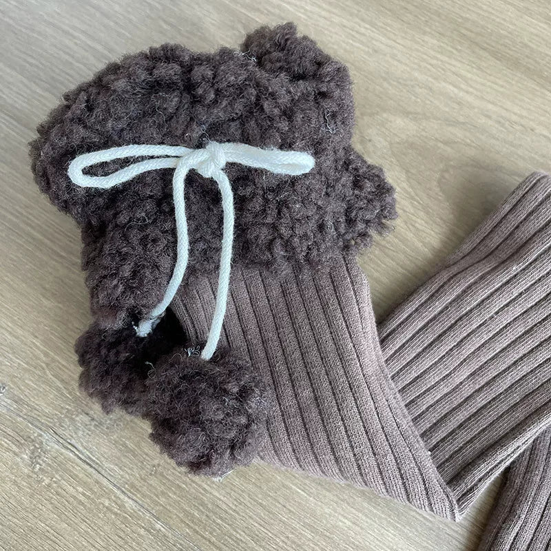 Sock Noble - Christmas Pom-Pom - Over-the-Knee Socks with Fuzzy Cuffs