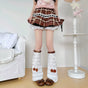 Layered Set – Brown Star Leg Warmers + Brown Mesh-Lace Socks / One Size