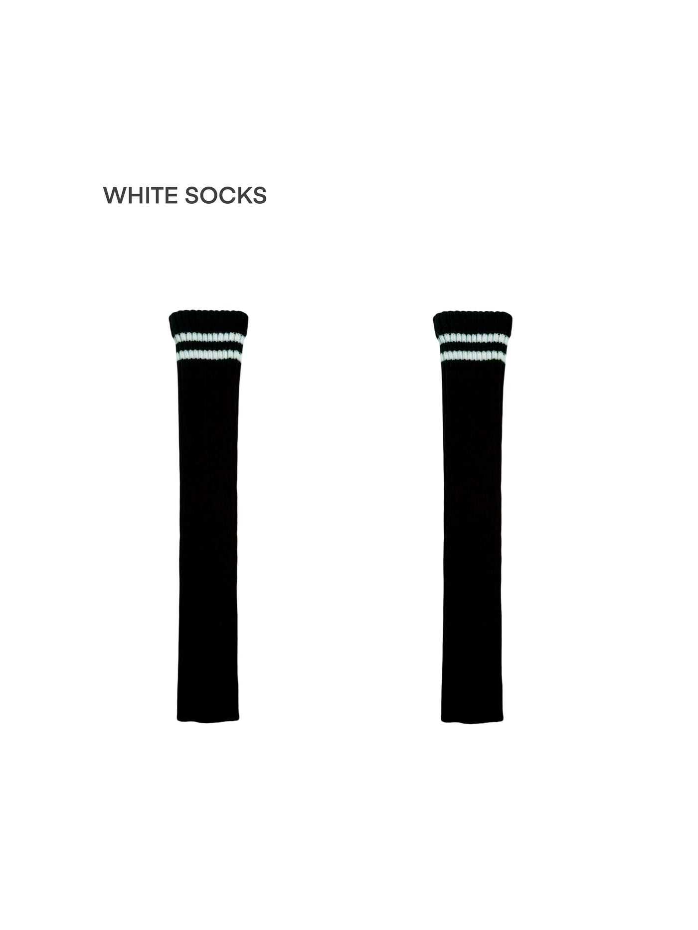 White Socks - Campus Stripe - Ribbed Over-the-Knee Leg Warmers with Contrasting Stripe Bands