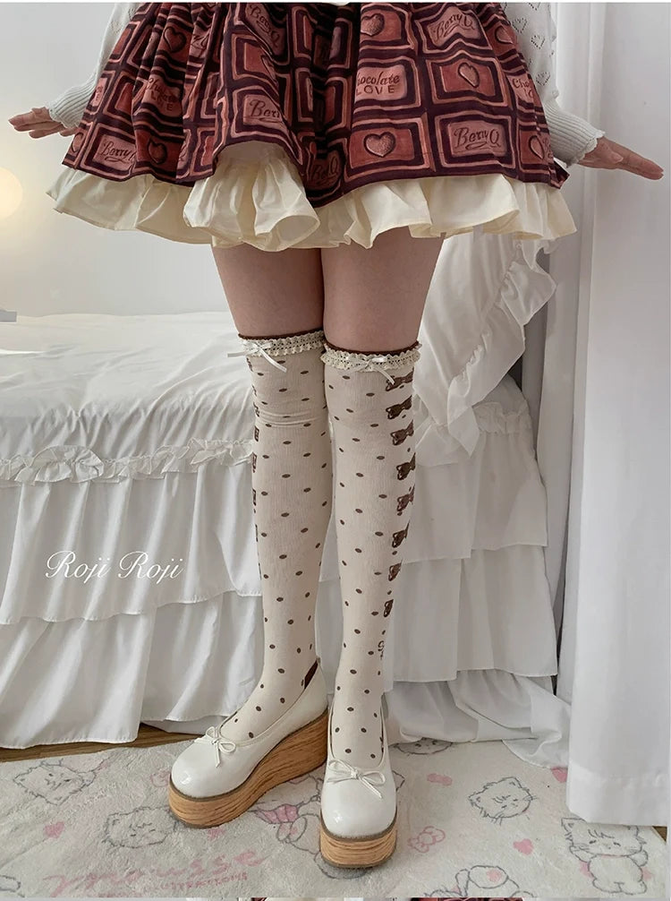 Roji Roji - Winter Lolita Thigh High Socks Slim - Leg Socks Socks