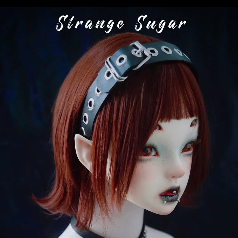 Strange Sugar - Gothic Lolita KC Faux Leather Punk - Lolita Hair Accessories Headwear