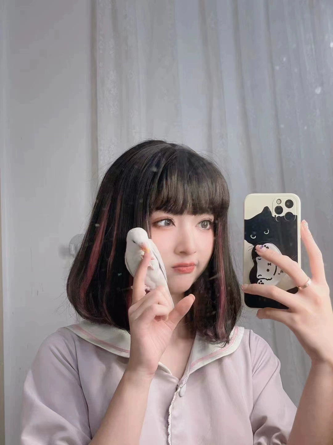 Spot MONKEEP Monkey Bajia, Sandwich Fruit Pie, Bangs Top Hair Piece Inner Buckle Interlayer Highlights, Original Wig