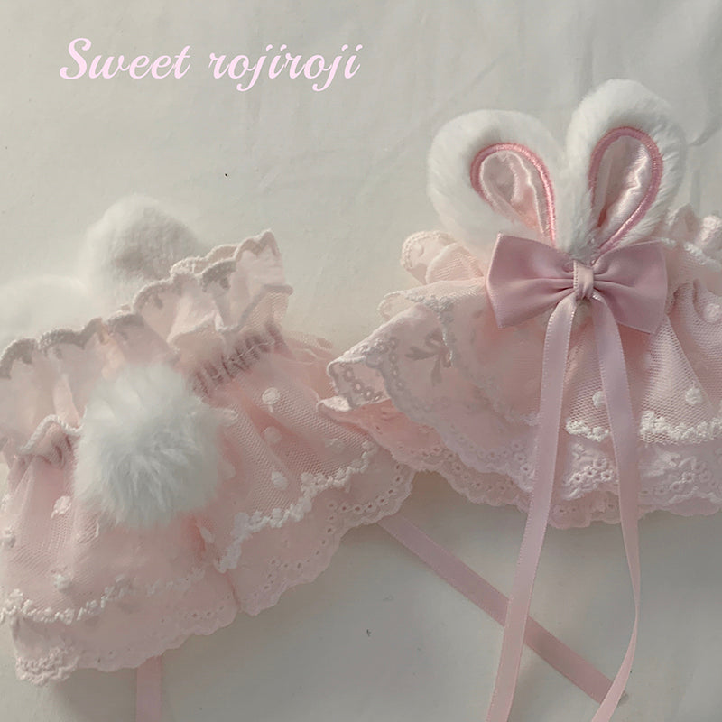 Roji Roji - Cute Lolita Bunny Ears Cuffs Lace - Summer Butterfly Hand Sleeves Hand Accessory