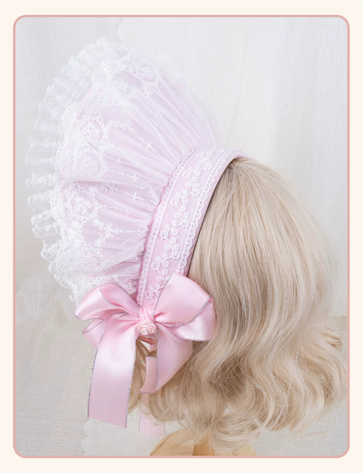 Stardust Rose - Pearl Rose Garden - Bonnet-Style Flat Hat with Rose Florals