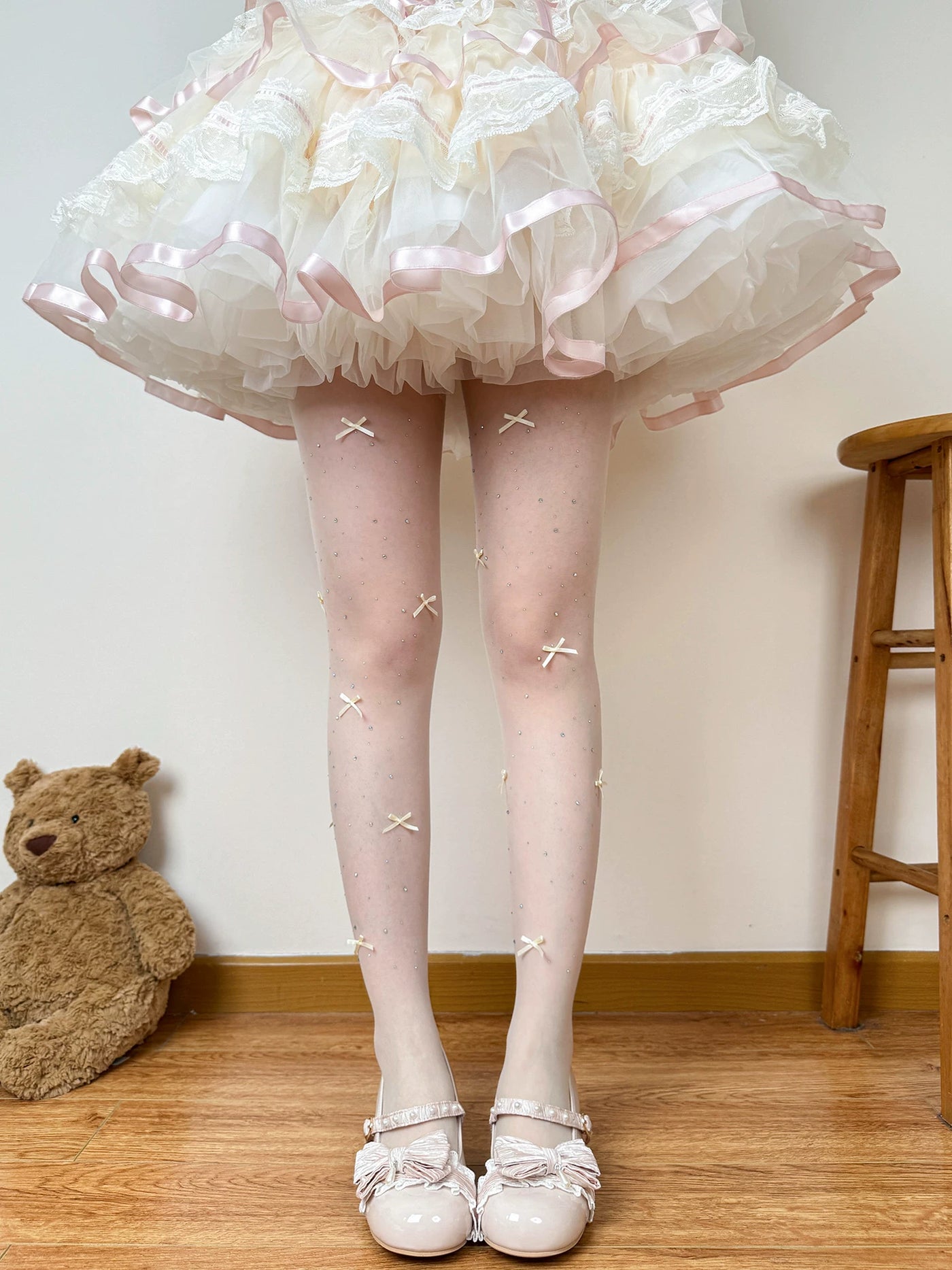 Chubby Bear Tales - Ballet Bow Collection - Tights with Decorative Bow and Motif Variations