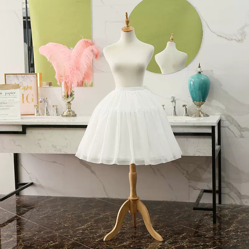 Lolita Adjustable Hoop Puffy Petticoat One Size White chiffon / 21.7" (55 cm)