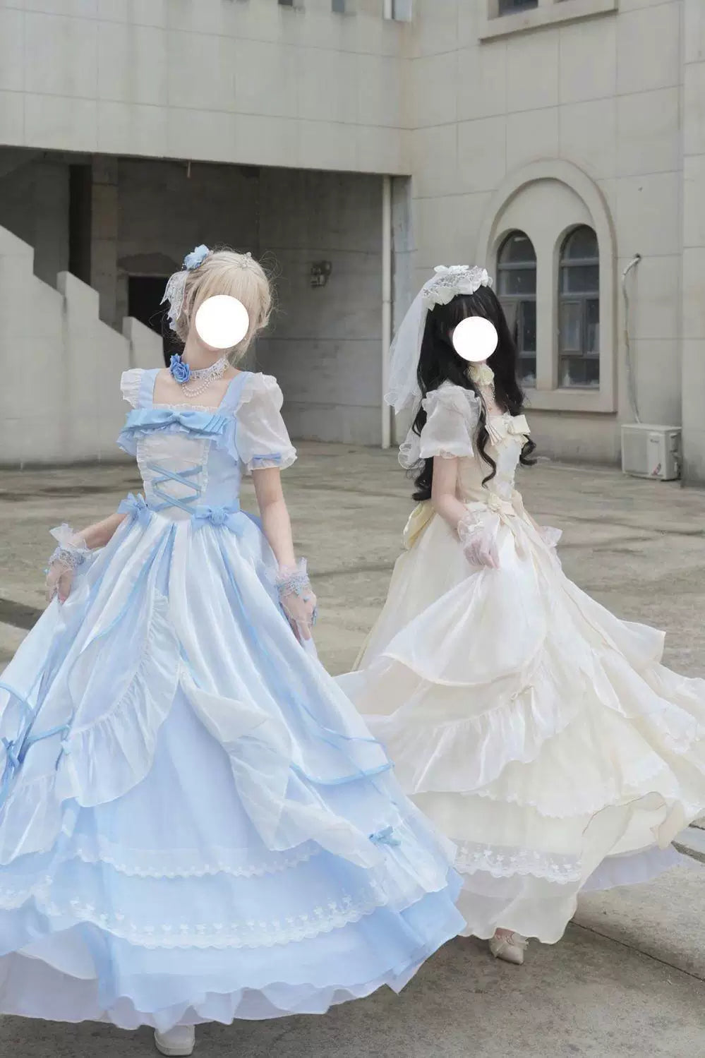 Sweetheart Dream Machine - Bridal Princess - Long Lolita Dress with Tiered Ruffles