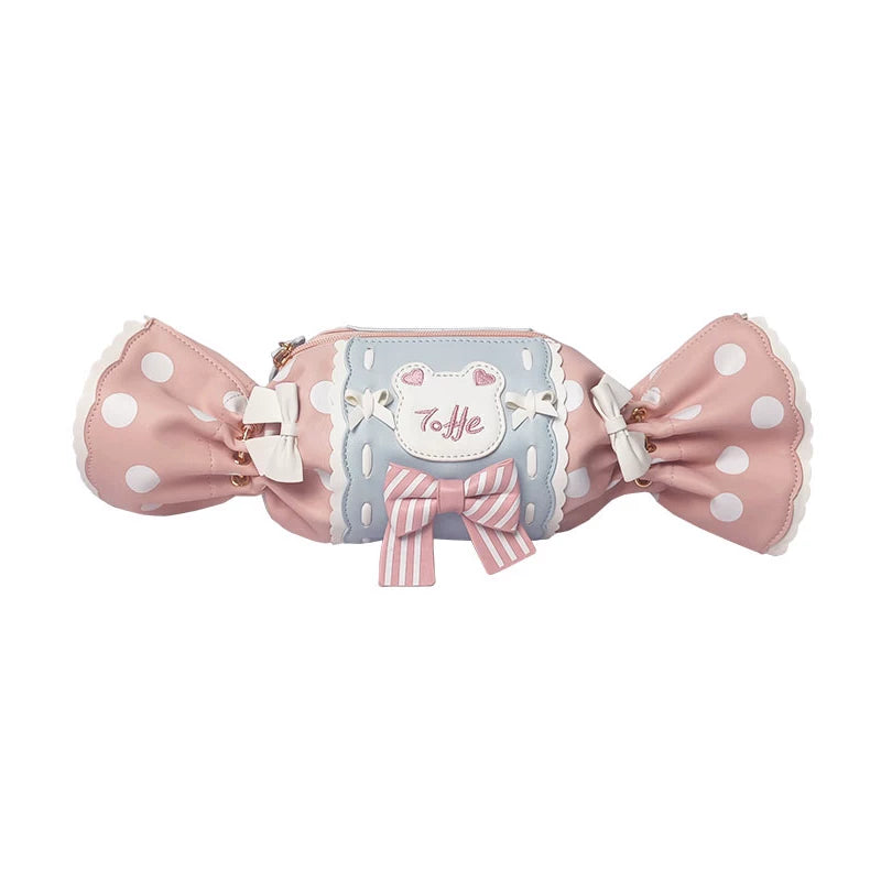 Milk Tea Bear - Candy - Powder Blue Crossbody Bag with Oversized Bows
