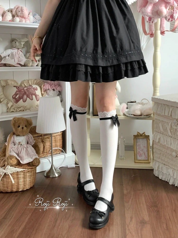 Roji Roji - Sweet Lolita Socks With Lace & Bow - Details Socks
