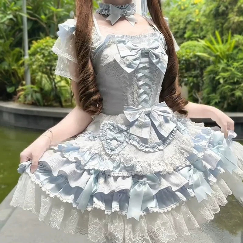 Creamy - Balletcore Sweet Lolita Dress - Pale blue one-piece Lolita