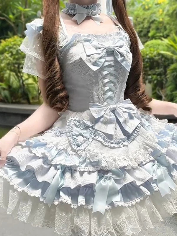 Creamy - Balletcore Sweet Lolita Dress - Pale blue one-piece Lolita