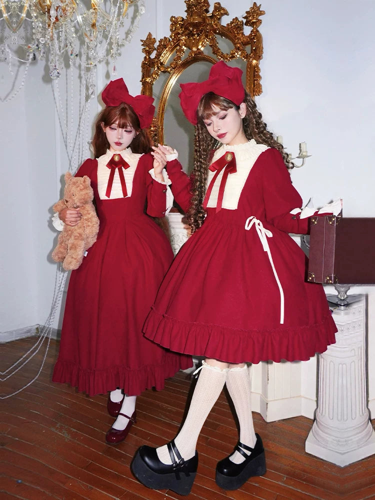 With PUJI - Wish Figure - Lolita OP Dress, Ruffle Trim & Stand Collar detail view 3