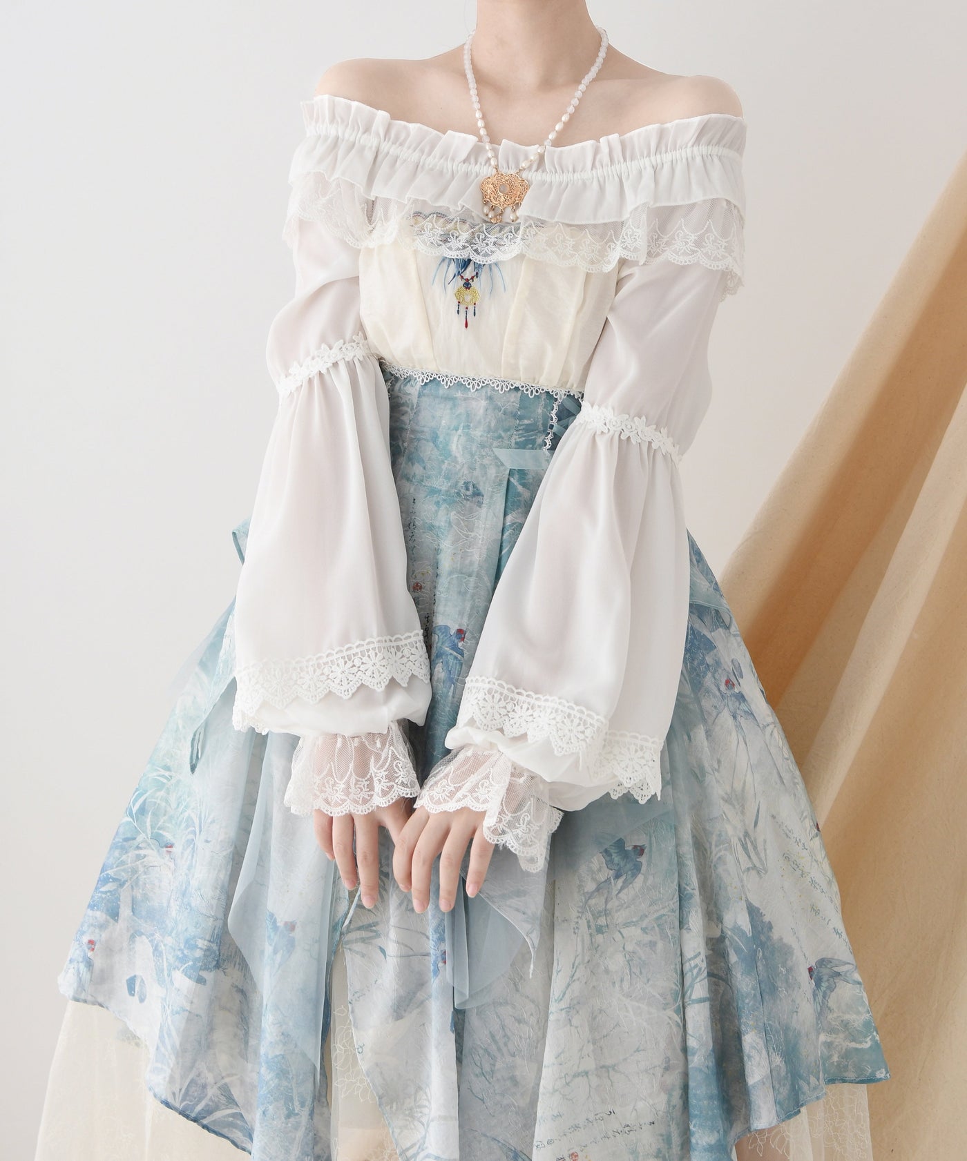 DMFS Lolita - Chiffon Off-Shoulder Classic Lolita - Blouse Innerwear