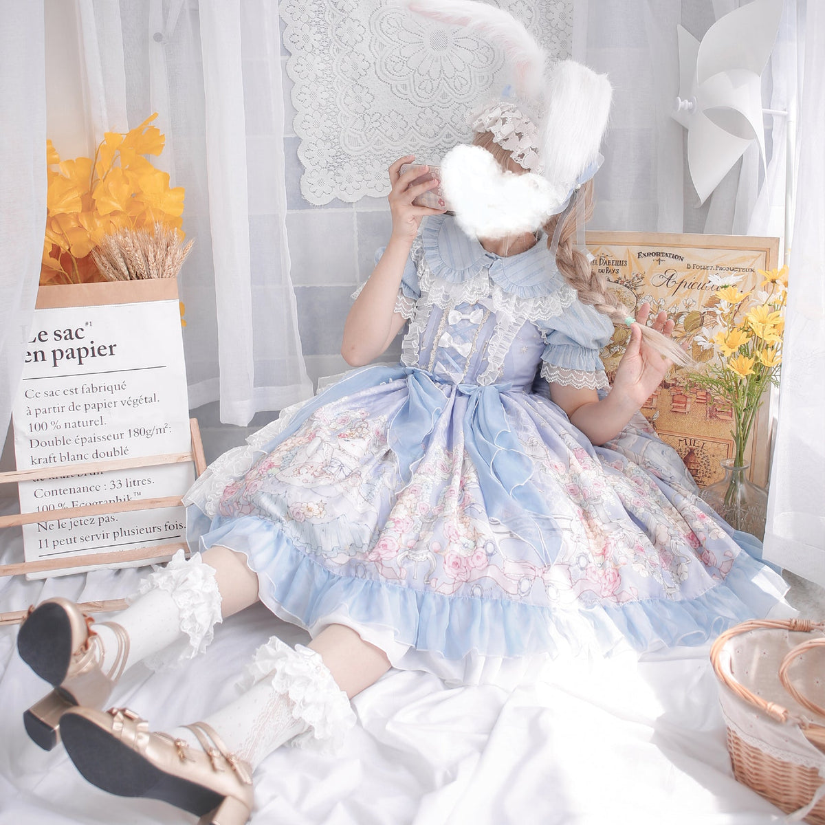 MIST - Ruffled Collar - Milk white or ivory Sweet Lolita short-sleeve shirt with ruffled collar - product detail 3