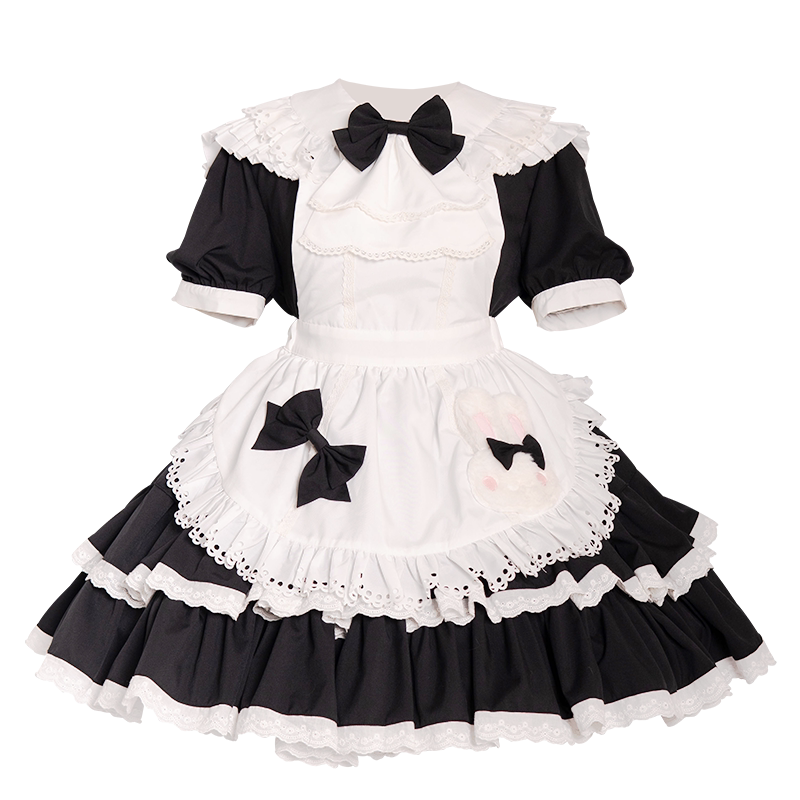 Leopard Cat OP Maid dress by Lolita Fetch featuring a stylish maid costume with leopard print details.