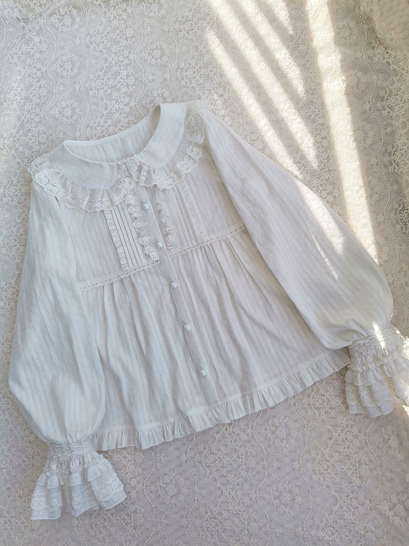 Yilia - Long Sleeve Lovely Lolita Cotton - Blouse Innerwear