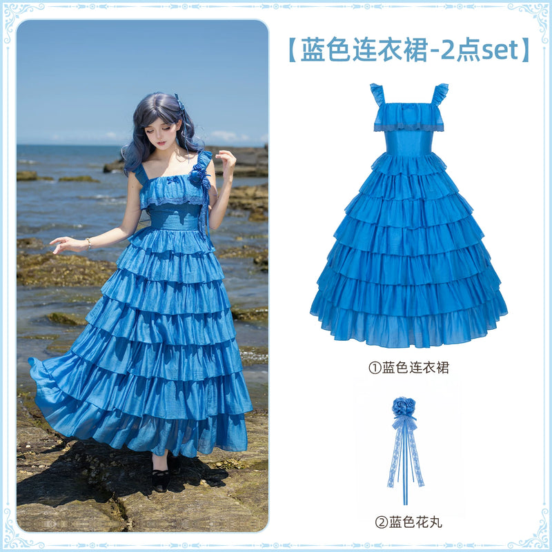With PUJI - Foam Rain - Lolita OP Dress, Ruffle Trim & Square Neckline detail view 8