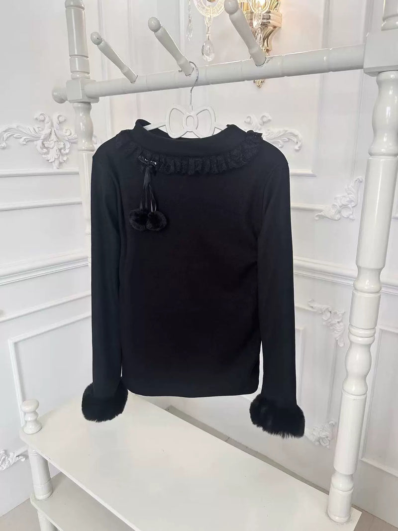 Cat Upon Cat Little Furball 2.0 Thick Winter Top — Black 1.0