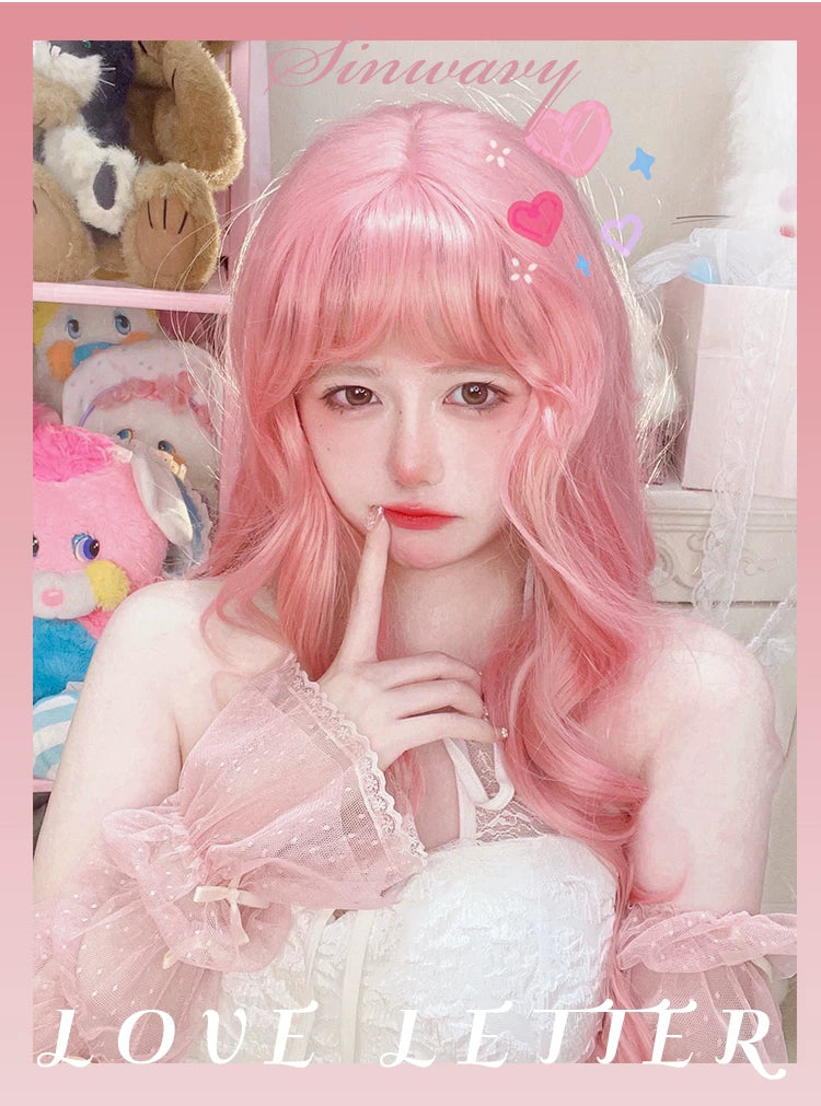 Peach pink curly Lolita wig - view 5