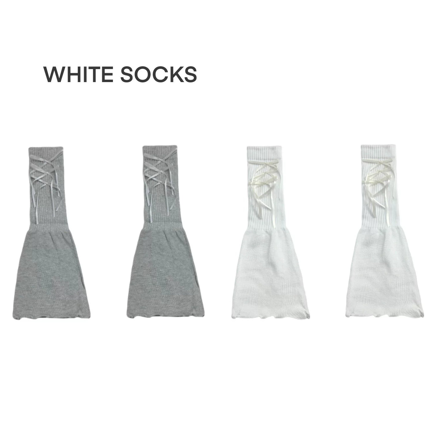 White Socks - Bow-Tie Ballet - Knit leg warmers with ribbon lacing