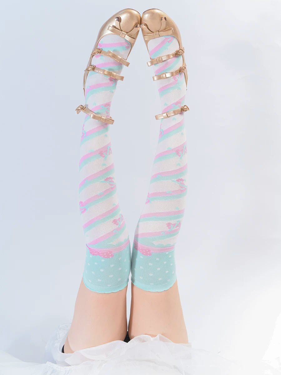 roji roji - Little Candy - Over-the-Knee Socks with Narrow or Wide Stripes
