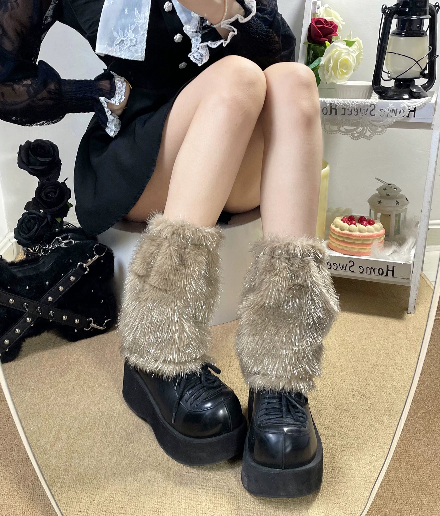 Fantasy Doll - Plush Layer - Plush Socks with a Stacked Mid-Calf Shaft