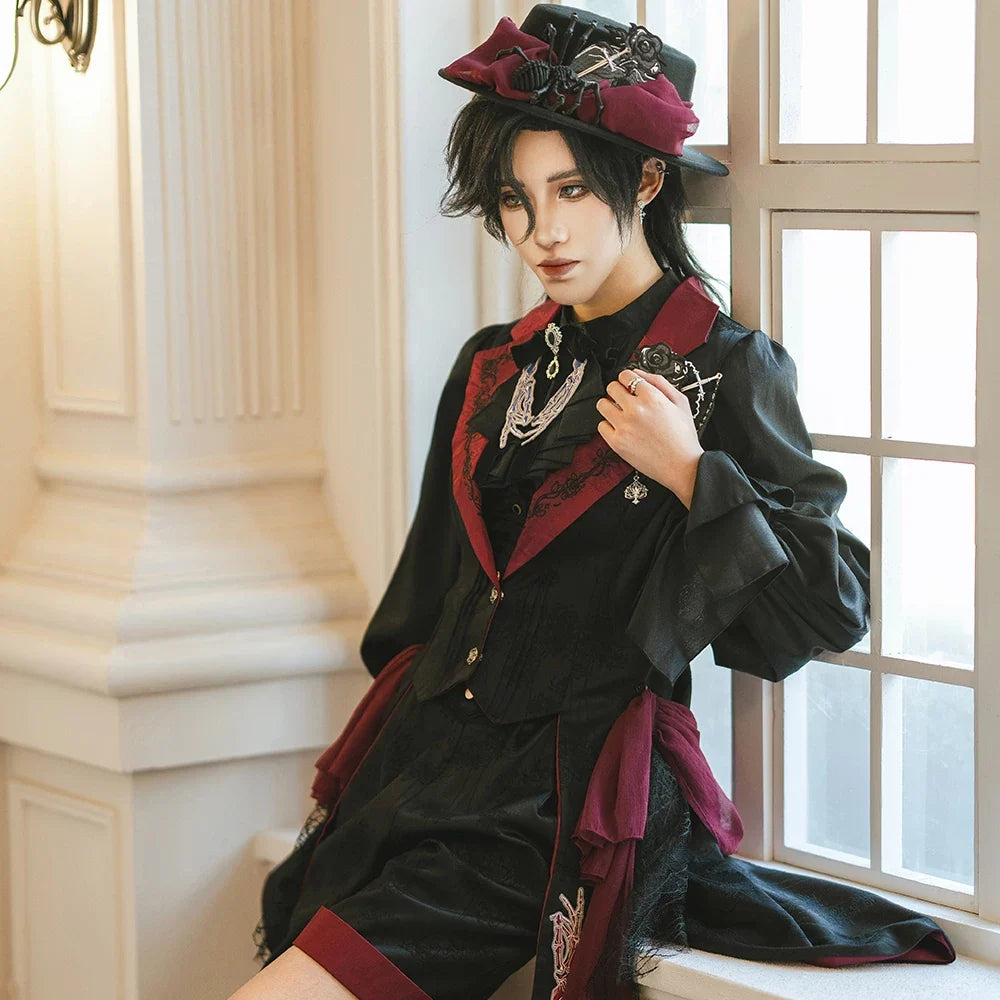 Miss Point - Moonnight Return - Gothic Lolita Long Vest, Embroidered Collar