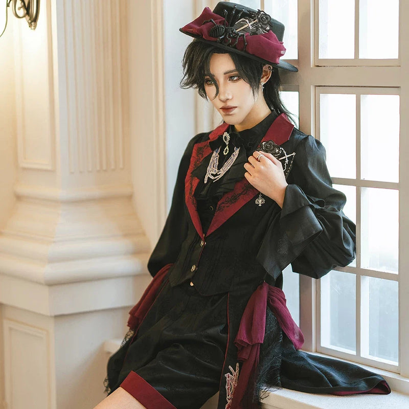 Miss Point - Moonnight Return - Gothic Lolita Long Vest, Embroidered Collar
