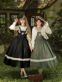 With PUJI - Oak in the Wind - Classic Lolita JSK Dress with Rose Basket Embroidery - Beige Cardigan Outerwear In Stock / S