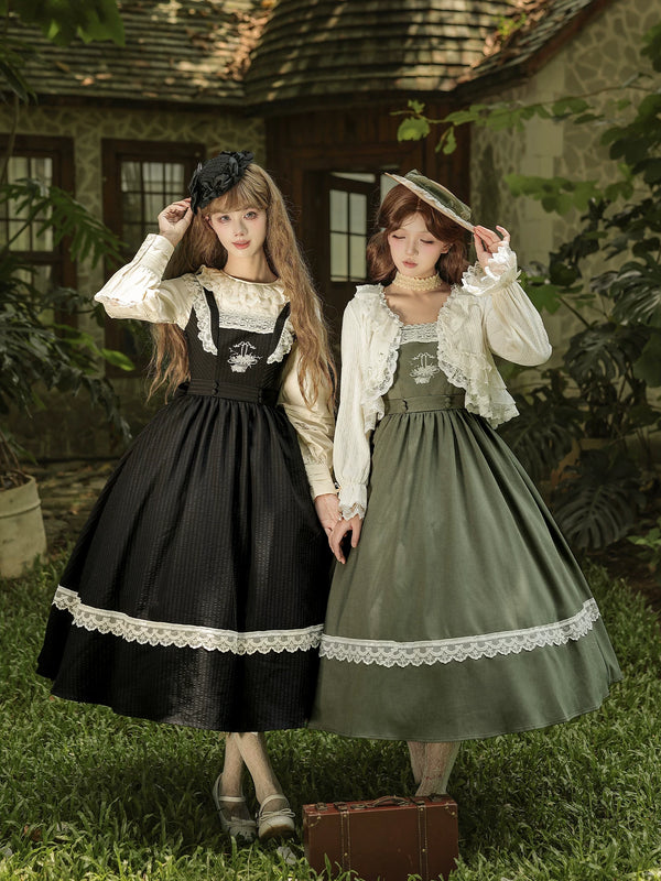 With PUJI - Oak in the Wind - Classic Lolita JSK Dress with Rose Basket Embroidery product view