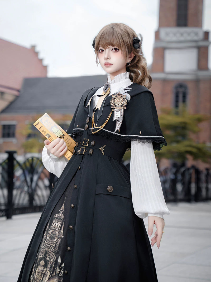Unknown Star Letter - Time Dragon Aria - Classic Lolita One-Piece Dress with Cape